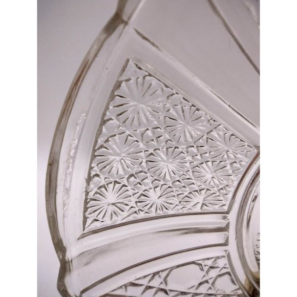 Small Plates Saucers Clear Glass Cut Daisey and Cane  Malaysian Marked Set of 3 - Picture 6 of 13